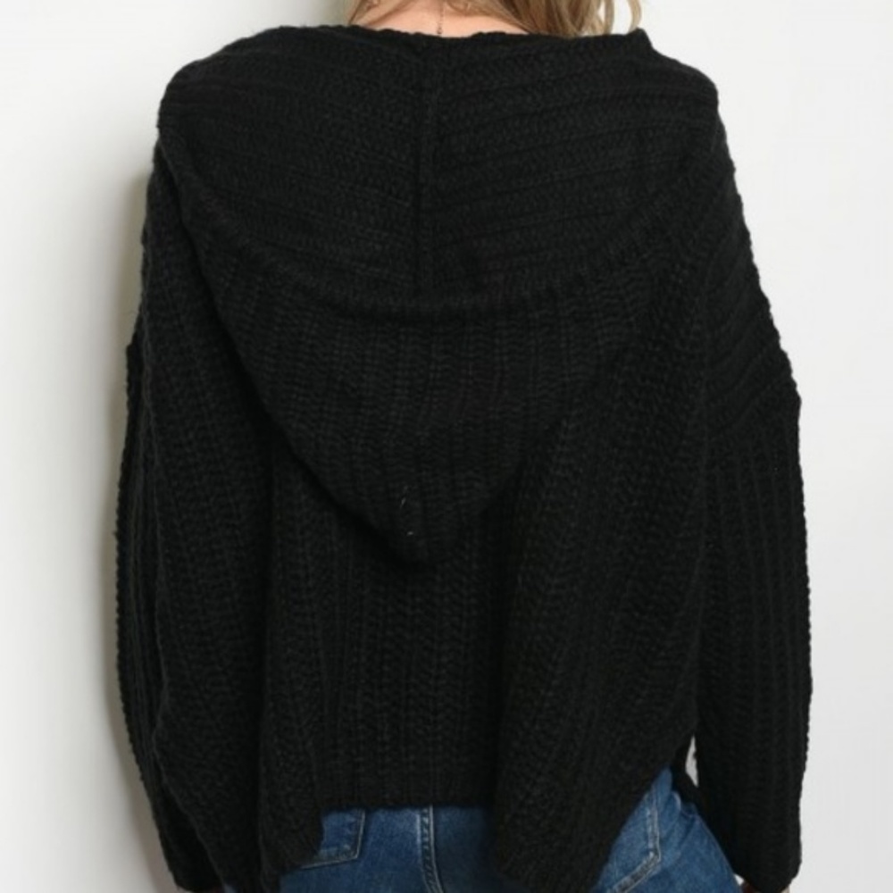 Hooded Cable Chunky Knit Sweater - Picture 2 of 2